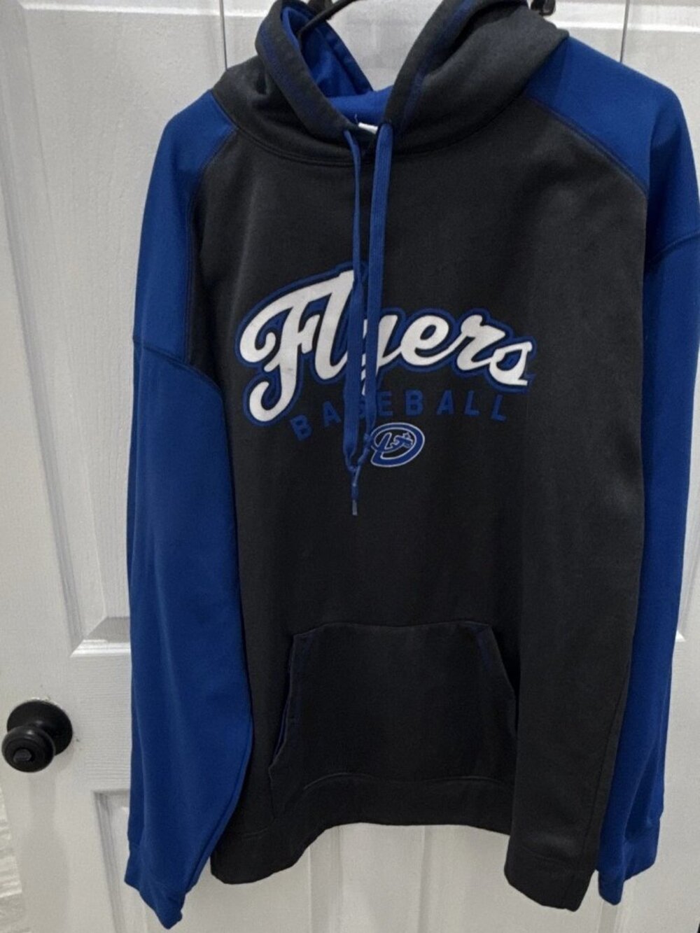 Badger Sport Flyers Baseball Hoodie Mens XL Gray Royal Blue Pullover Sweatshirt